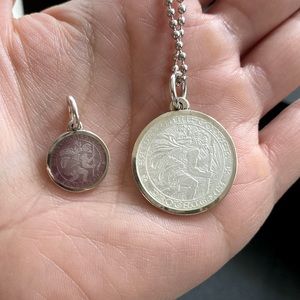 Sterling Silver Saint Christopher Necklace (white) with additional pendant